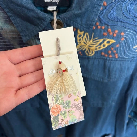 NWT Johnny Was Moonlight Tie-Dye Patchwork Military Jacket Embroidered Size L - Picture 5 of 10